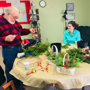 making wreaths at the Orchard Community Church